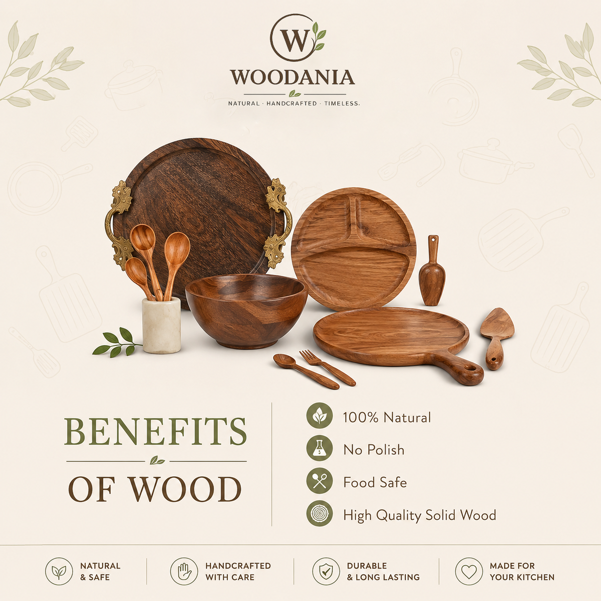 Woodania Malabar 5-Piece Wooden Set